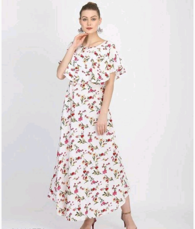 Fabulous Printed Crepe Western Dresses-1