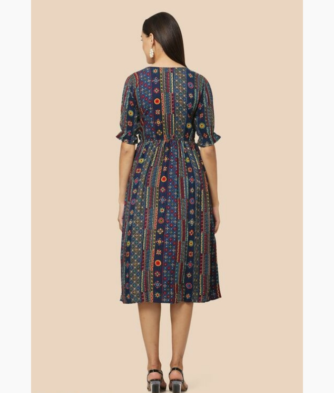 Attractive Rayon Printed Western Dress-2