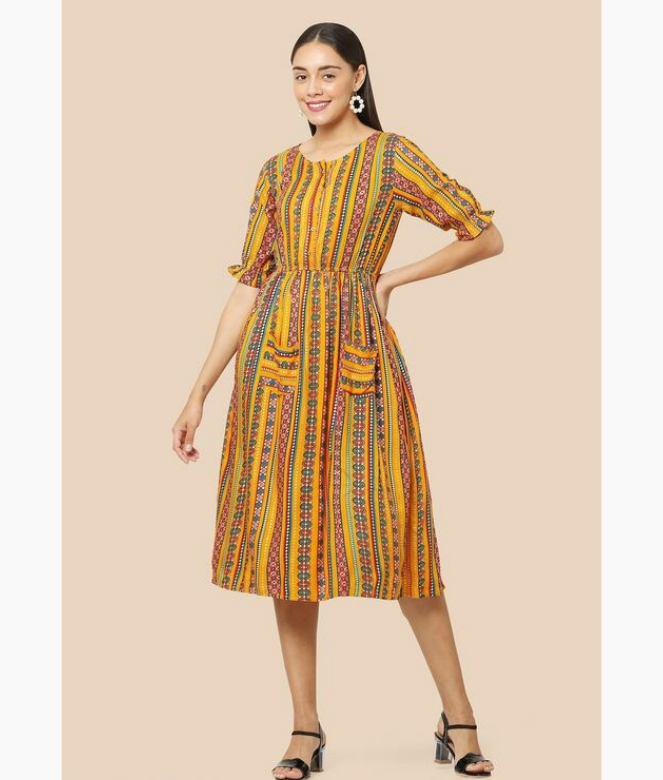 Attractive Rayon Printed Western Dress-1