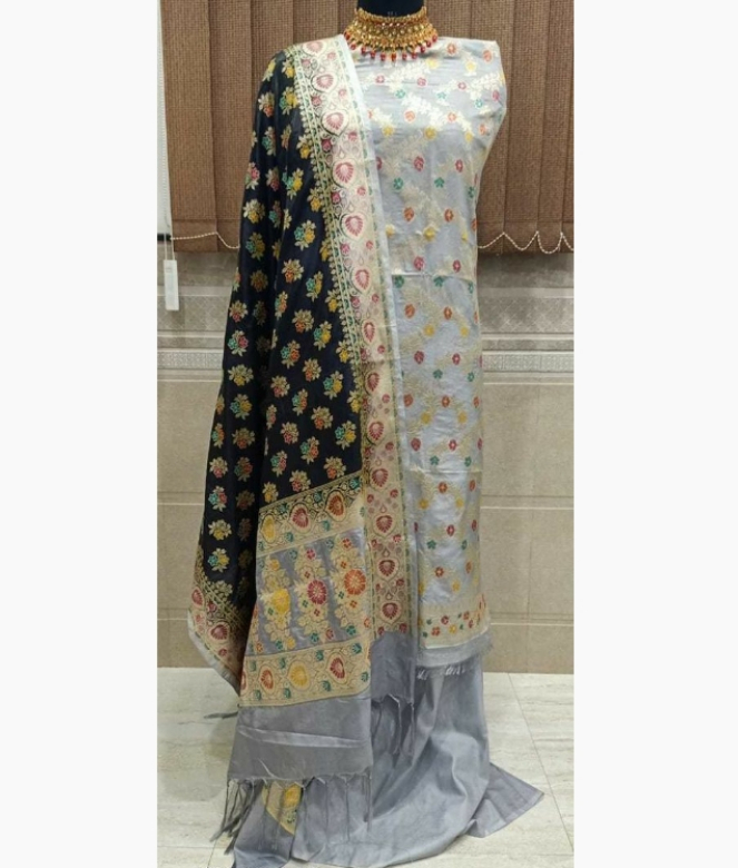 Trendy Banarasi Silk Woven Suit Dress Material-1