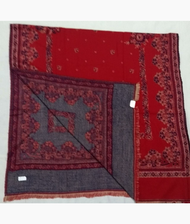 Ethnic Look Wool Acrylic Woven Printed Shawl-2