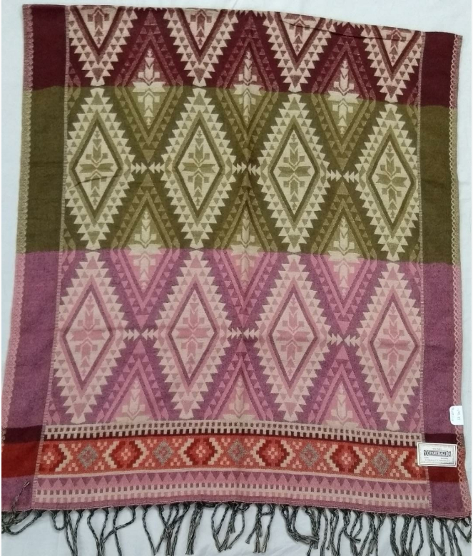 Ethnic Look Wool Acrylic Woven Printed Shawl-3