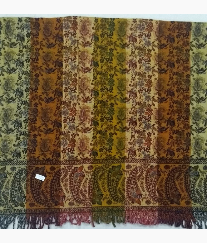 Traditional Look Wool Acrylic Woven Printed Shawl-3