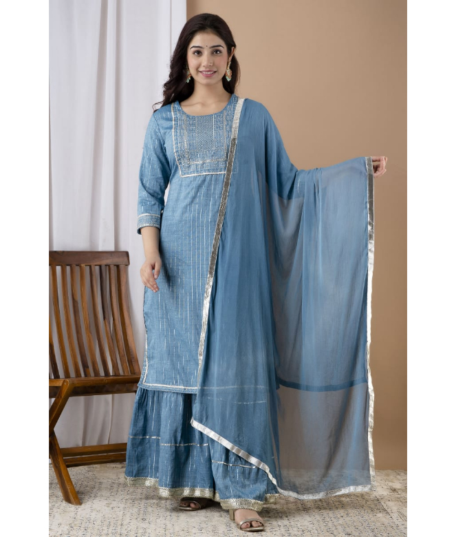 Flared Tier Sharara Suit-1