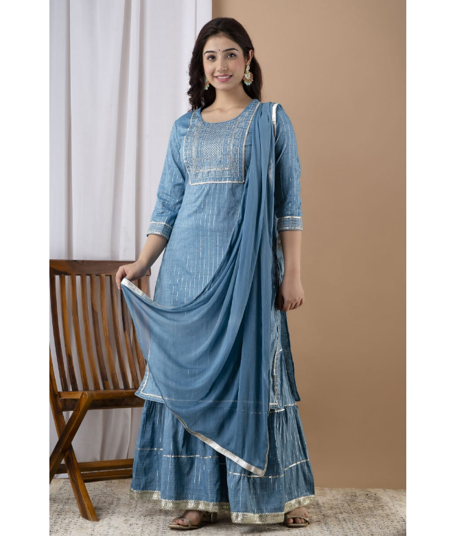 Flared Tier Sharara Suit-2