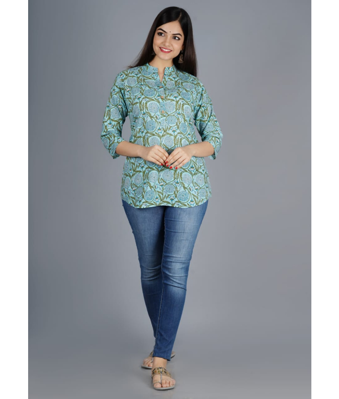 Jaipuri Printed Tunic Tops-1
