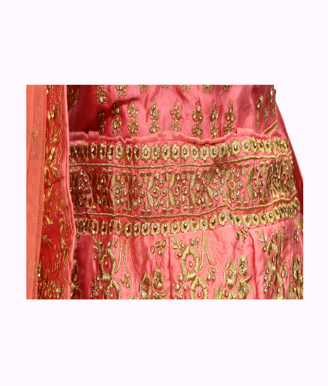 Silk Bridal Lehenga with Marwar designing-4