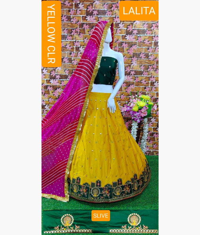 Rajasthani lehenga in slik fabric with chanderi dupatta-1