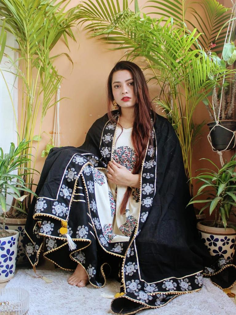 Flair Kurti with Sharara and cotton printed dupatta *-2