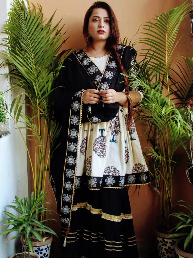 Flair Kurti with Sharara and cotton printed dupatta *-3