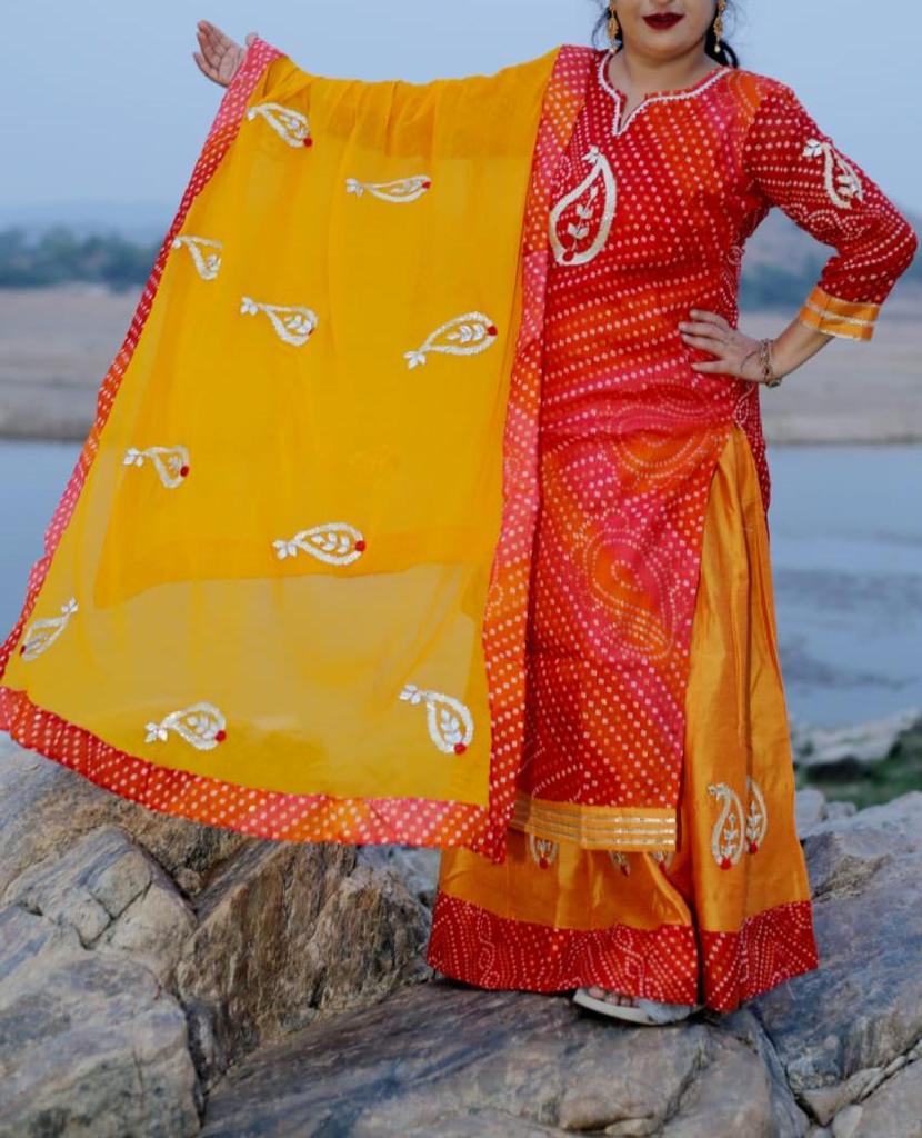 Bhandej Kurti With Skirt -1