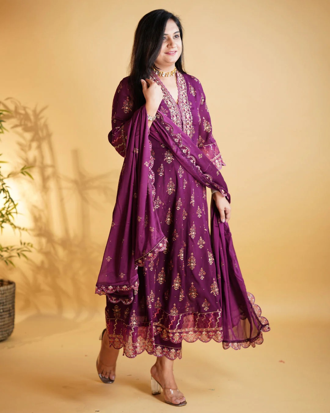 Elegant Printed Anarkali Suit Set-3