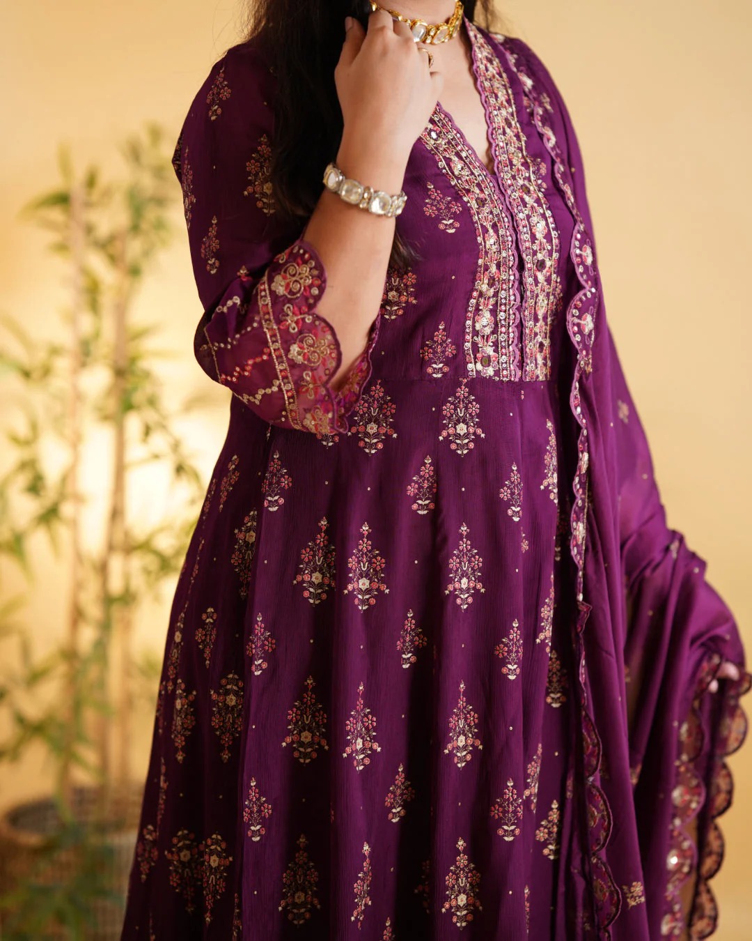 Elegant Printed Anarkali Suit Set-4
