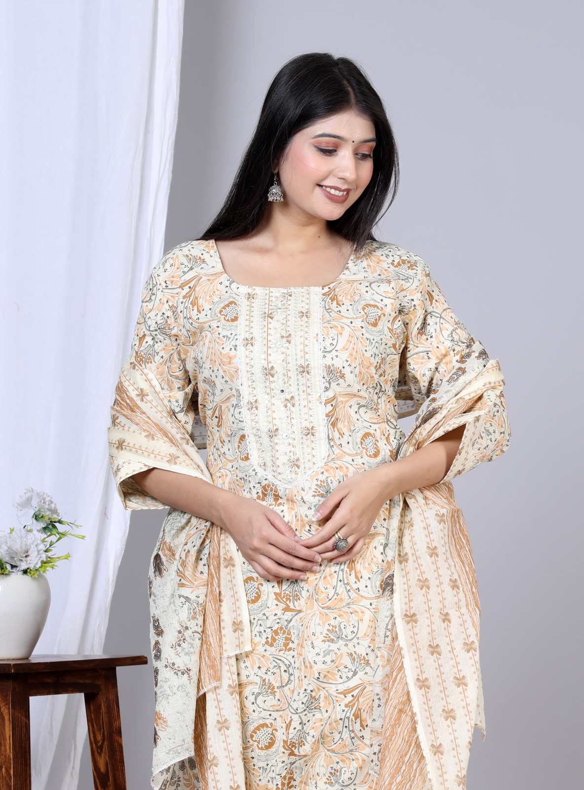 Cotton Printed Embroidery Suit Set-4