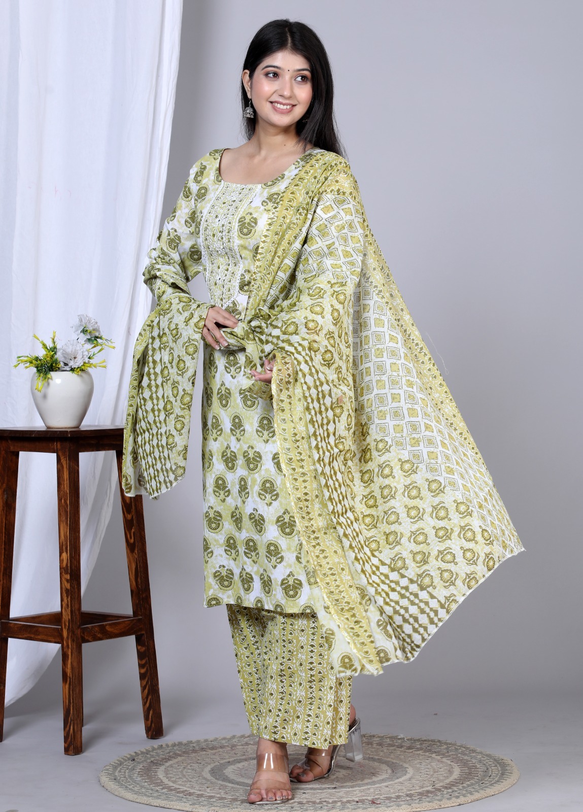Cotton Printed Embroidery Suit Set-3