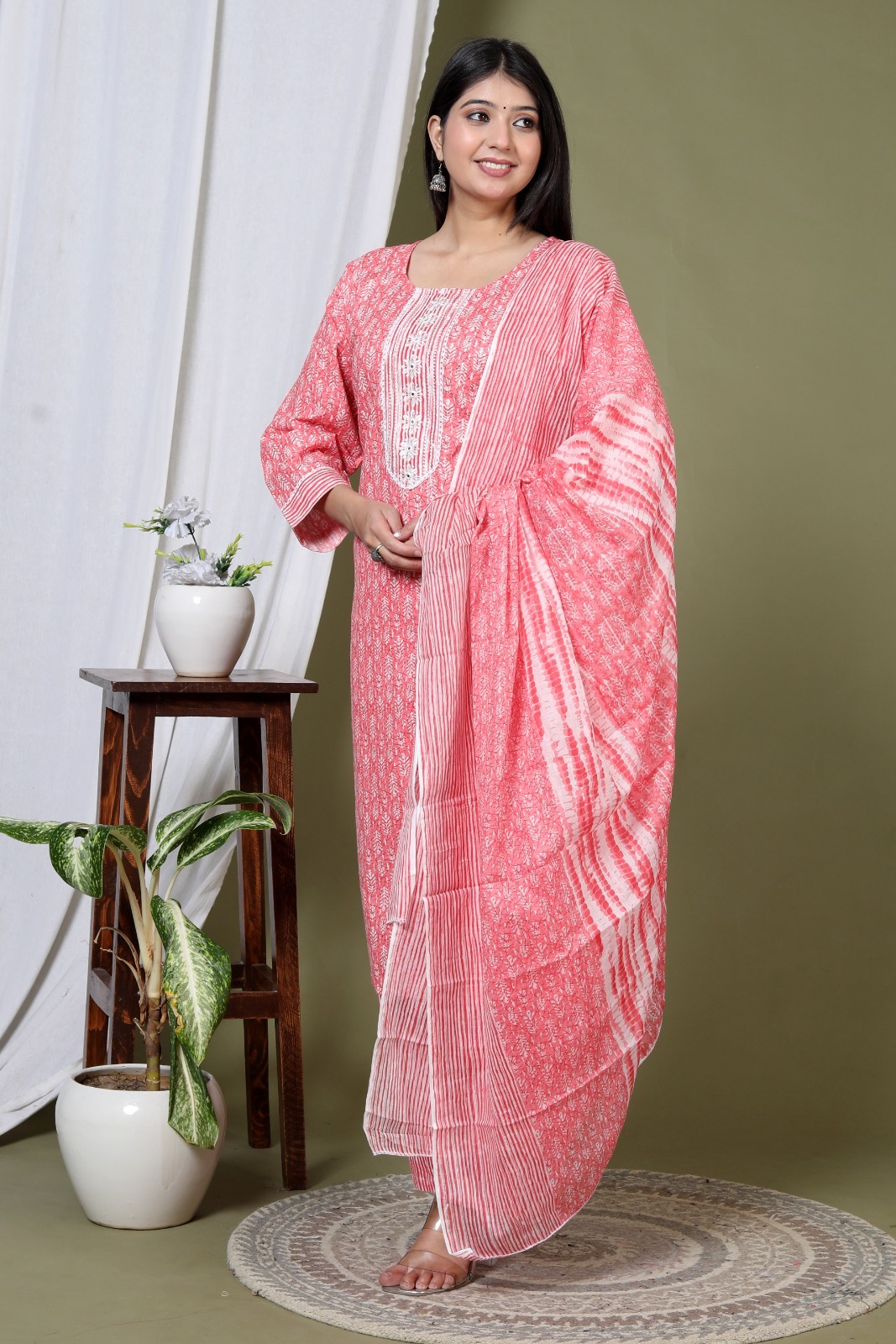 Cotton Printed Embroidery Suit Set-2
