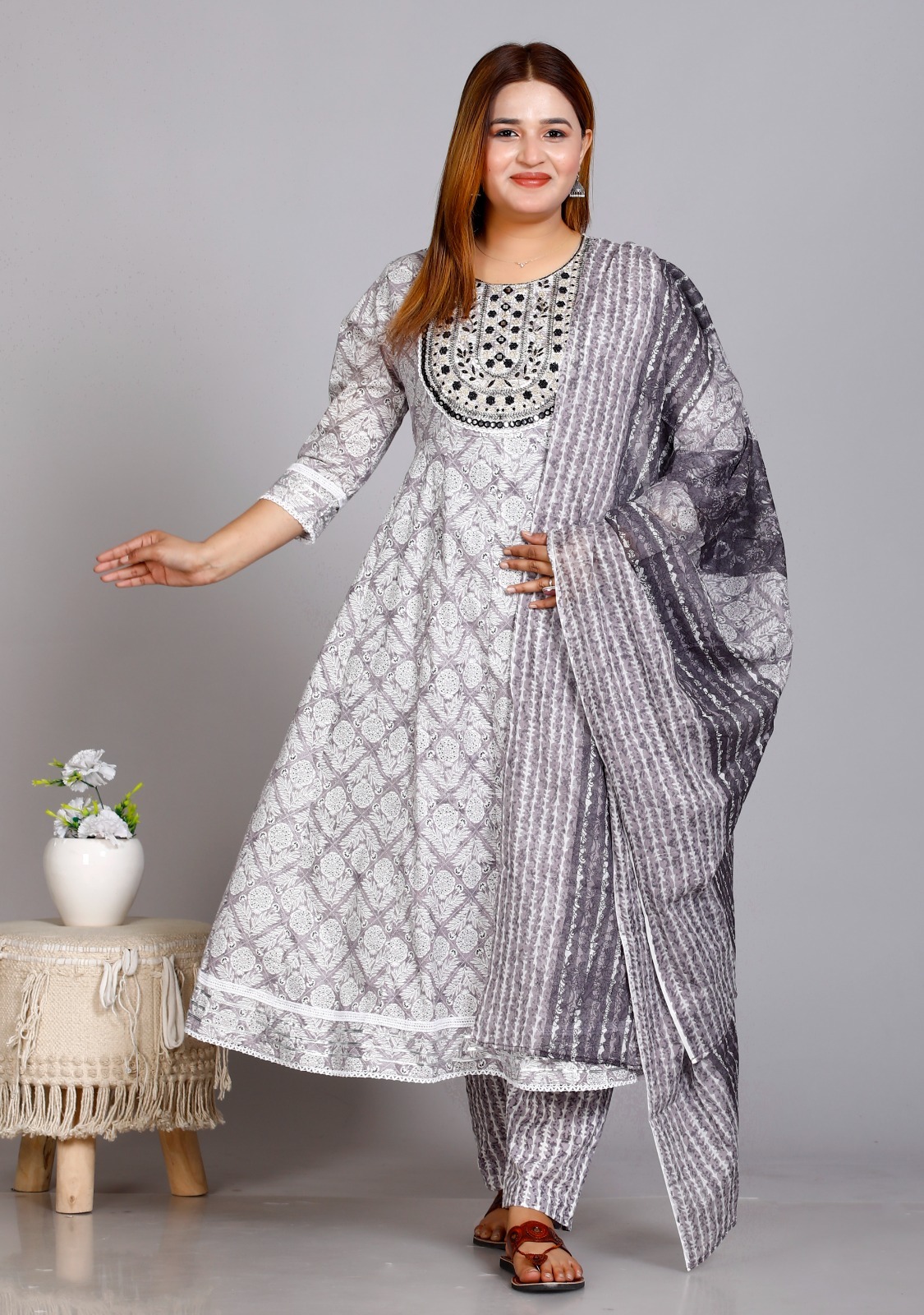 Attractive Cotton Anarkali Suit Set-1